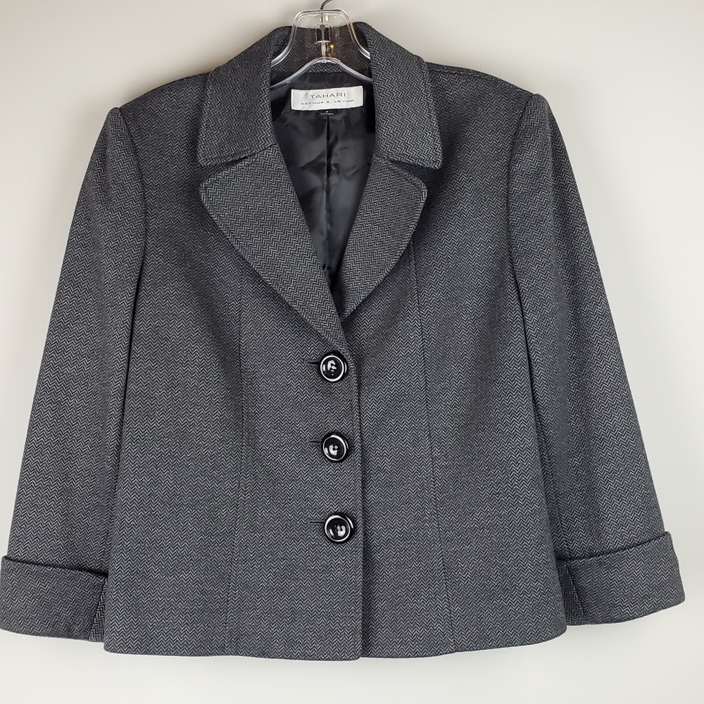 Tahari Herringbone Short Length Blazer